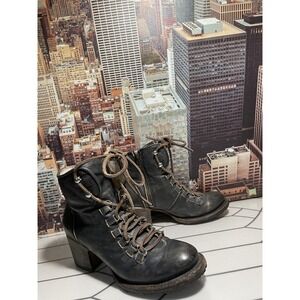 Freebird by Steven Devin Black Leather Boots Boho Fairy Grunge Women's Size 9